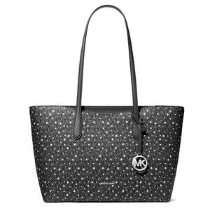 New Michael Kors Arden Large Printed Signature Logo Tote Bag Black Multi